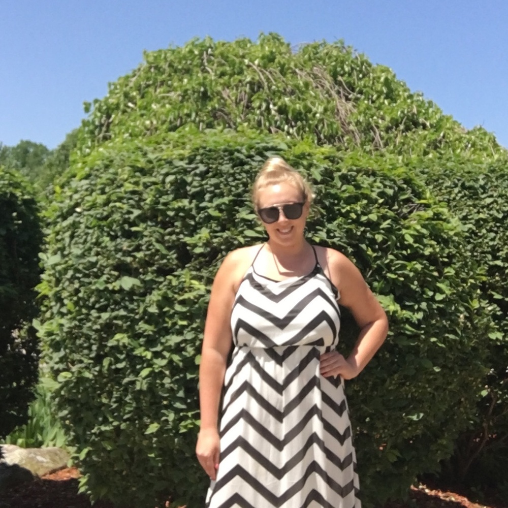 Chevron chiffon maxi dress